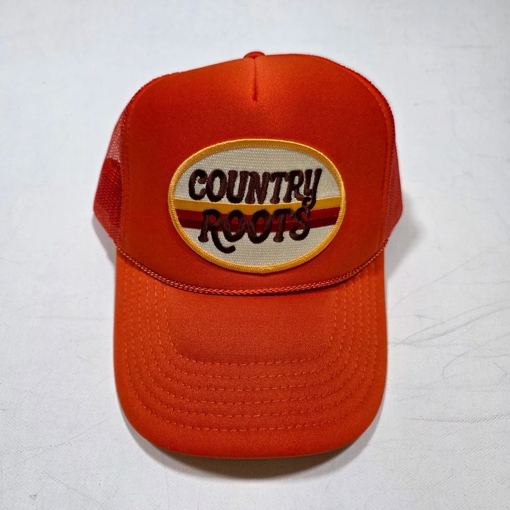 OTTO Trucker Hat Orange Country Roots Patch Mesh Snapback 39-165 Coachella Farm